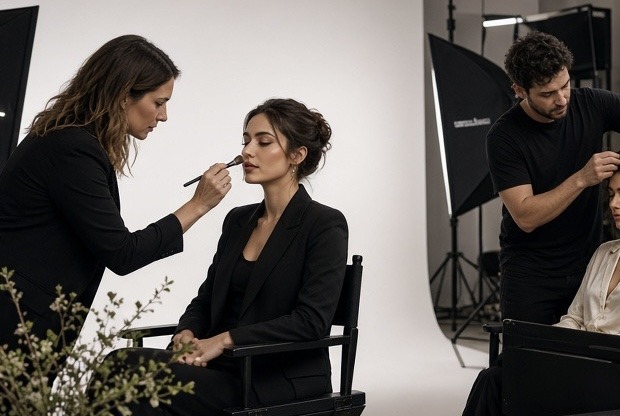 Hair & Make-up und Styling am Set im Fotostudio